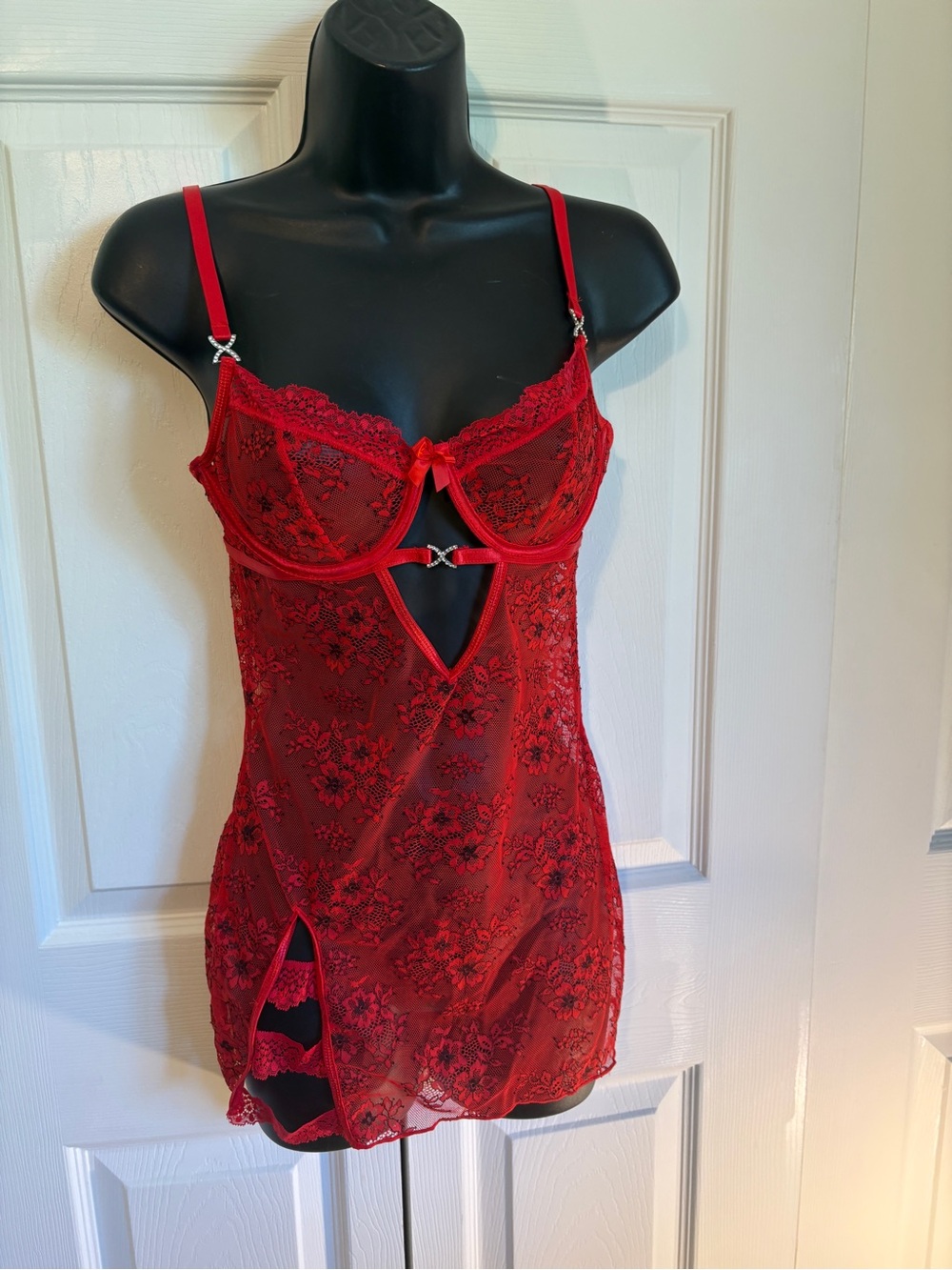 Red Lace Sheer Chemise lingerie